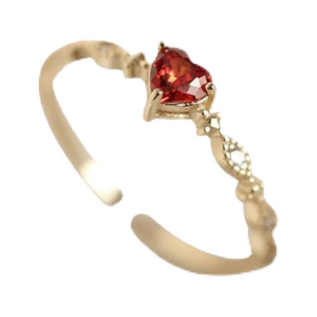 Simple Love Red Zircon Ring