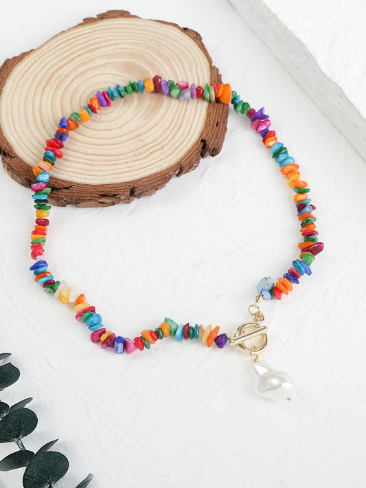 Colorful Irregular Full Stones Chain Necklace