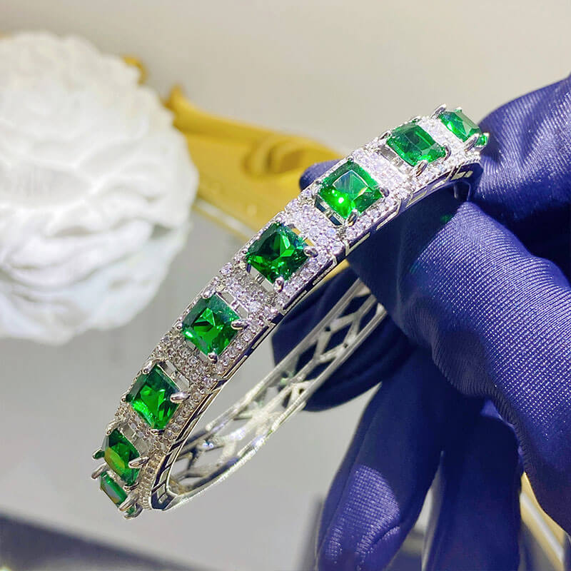 New Simulation Natural Emerald Bracelet Diamond Luxury Jewelry Bracelet