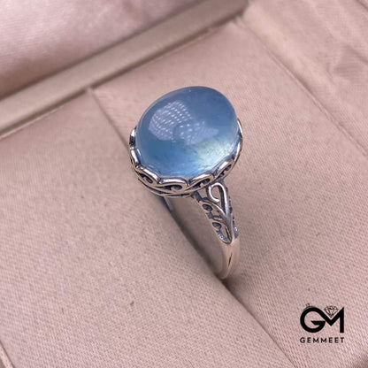 S925 Simple Vintage Aquamarine Lace Ring