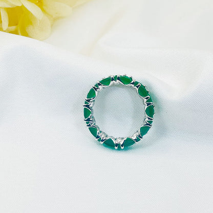 Simple Inlaid Green Zircon Ring