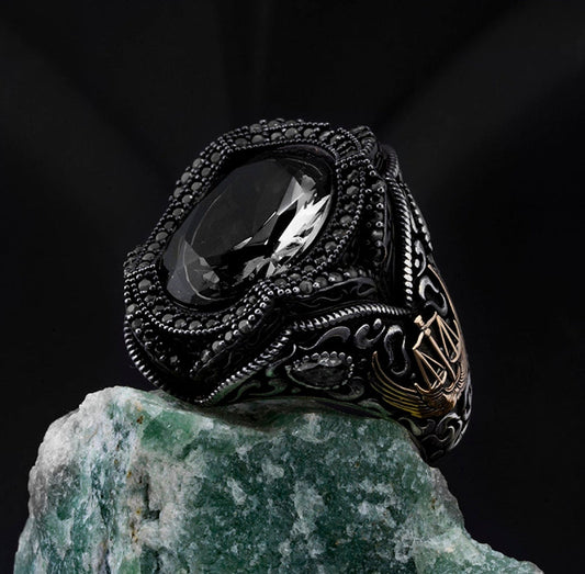 Turkish Black Onyx Handmade Mens Ring