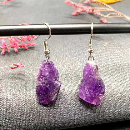 Irregular Natural Healing Amethyst Earrings