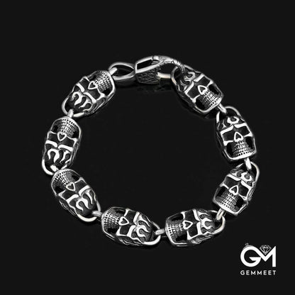 Punk Power Skull Titanium Steel Bracelet for Men