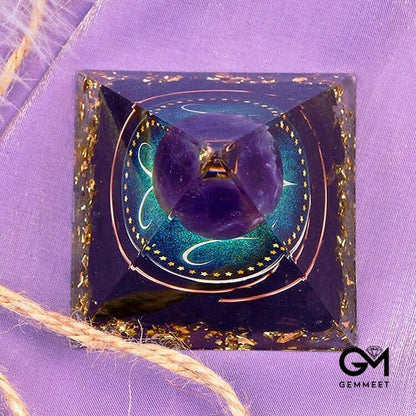 Amethyst Sphere With Obsidian Zodiac Aries Orgone Pyramid