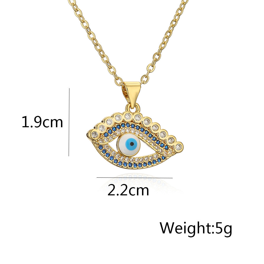 Hollow Evil Eye Full Stones Pendant Necklace