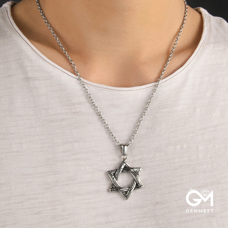 Titanium Steel Hexagram Star Necklace