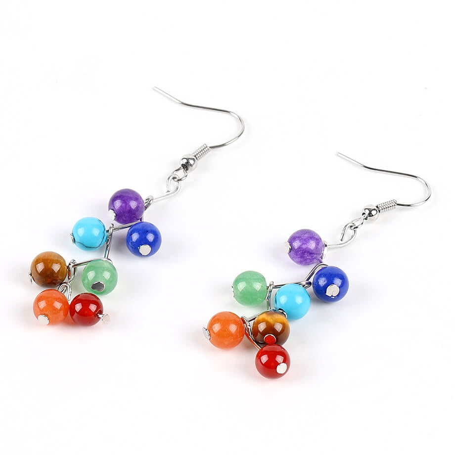 Round Beaded Crystal Earrings