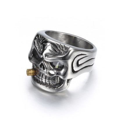 Retro Punk Overbearing Skull Men's Titanium Steel Ring