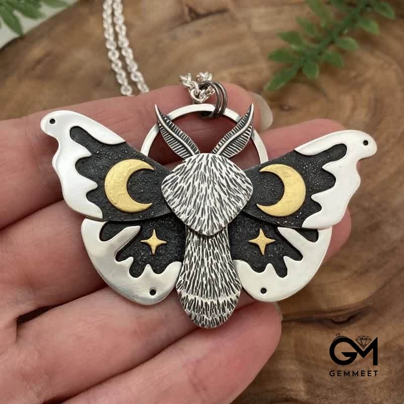 Vintage Silver Moth Necklace