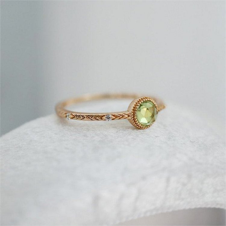 Natural Round Cut Green Peridot Ring