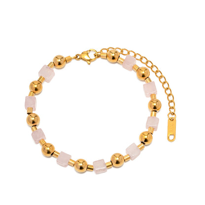 Gold Beaded Stainless Steel Bracelet