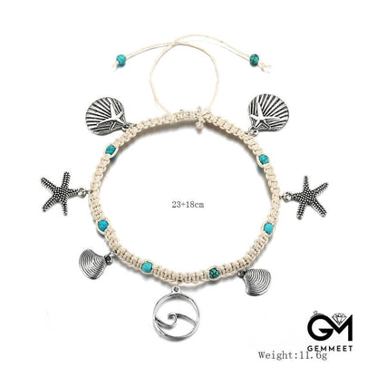 Starfish Shells and Waves Weave Anklets