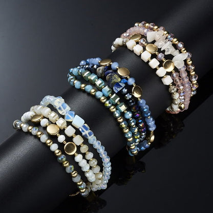 Colorful Natural Crystal Winding Multilayer Adjustable Bracelet