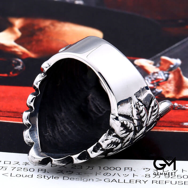 Titanium Steel Exaggerated Punk Skull Ring