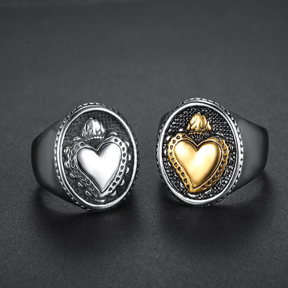 Heart-shaped Vintage Titanium Steel Ring for Women