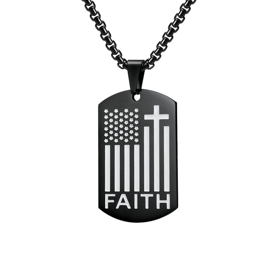 Faith Word Flag Cross Necklace