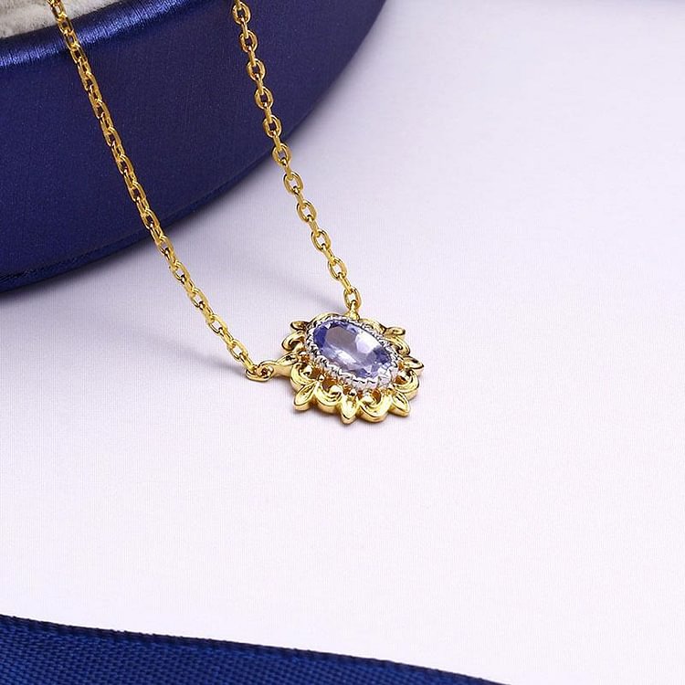 Sapphire European Style Retro Simple Pendant Necklace