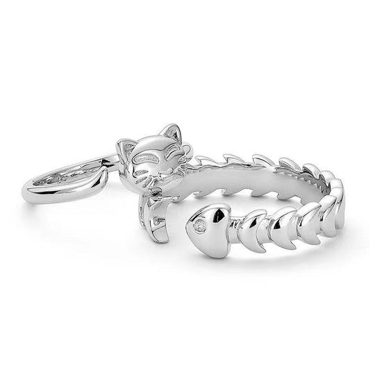 Cat Fishbone Couple Ring