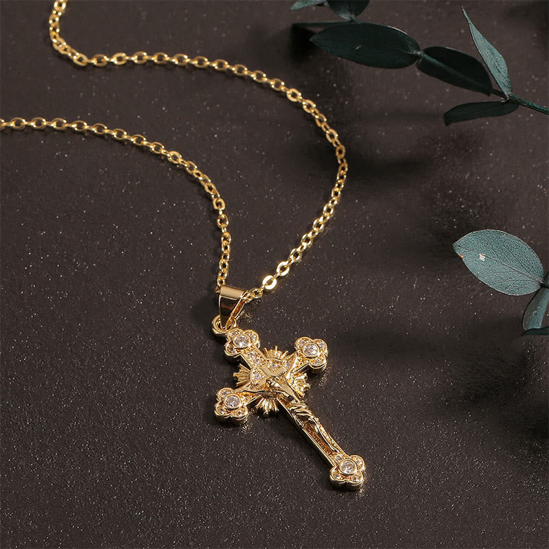 Colourful Zircon Faith Cross Necklace