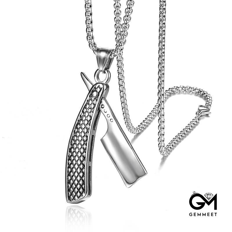 Men's Barber Razor Necklace