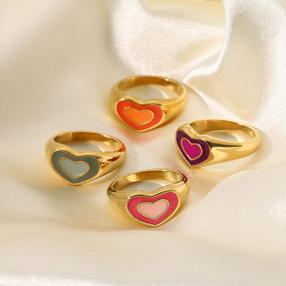 Cute Oblate Heart Shape Signet Ring