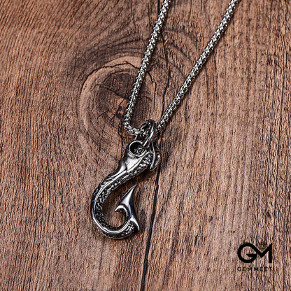 Titanium Wire Loop Fishhook Necklace