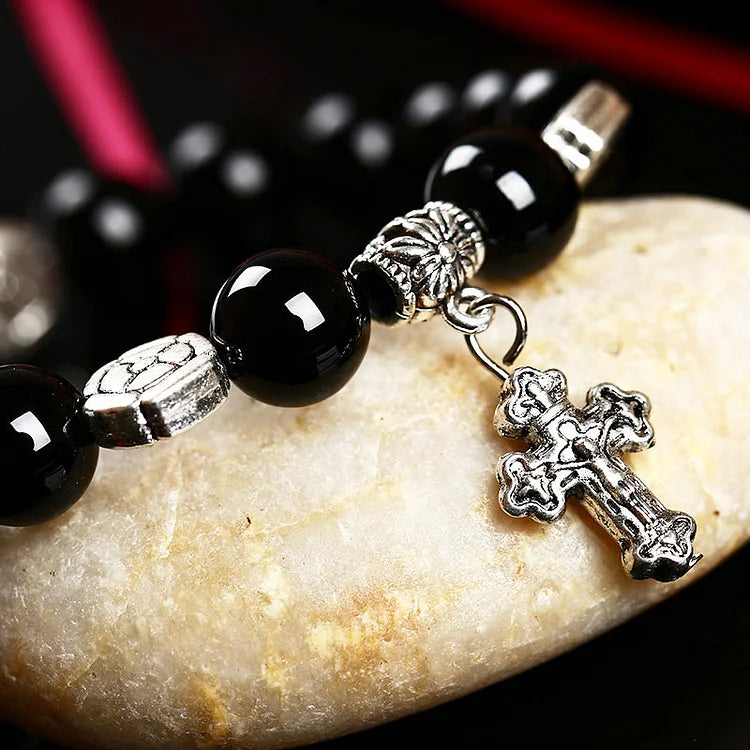 Natural Crystal Cross Symbol Bracelet