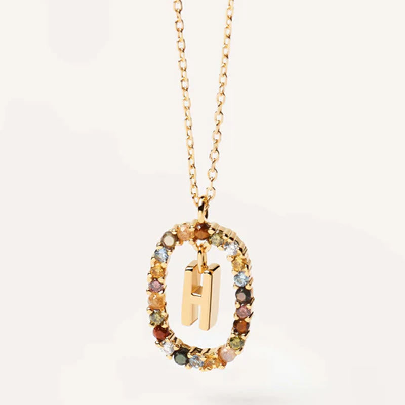 INITIAL LETTER Colourful Zircon Necklace