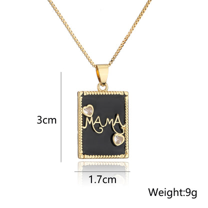 'MAMA Love You' Square Pendant Necklace