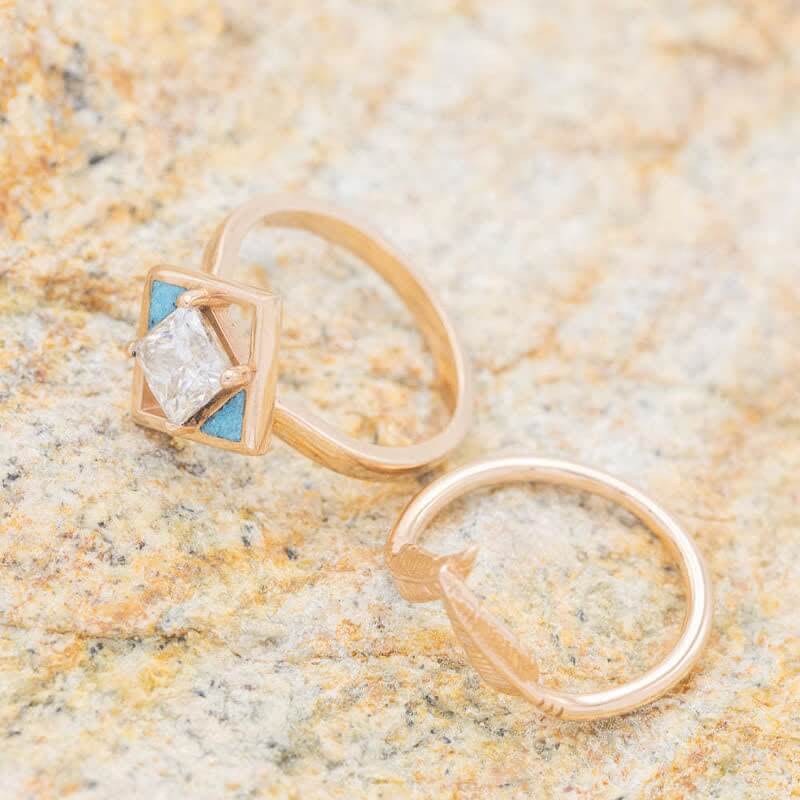 "Dakota" - Cushion Cut Moissanite Turquoise Ring