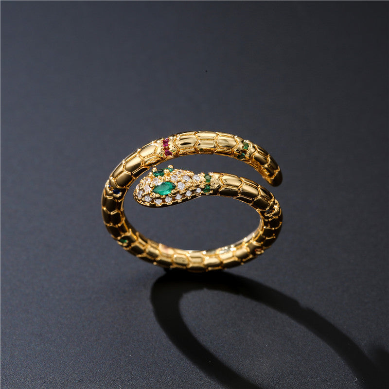 Golden Layers Snake Shape Band Ring