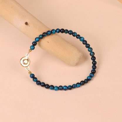 Ink-blue Tiger Eye Stone Bead Bracelet