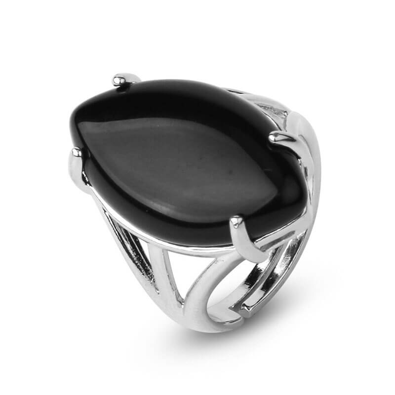 Hollow Olives Cut Stones Horse Eye Adjustable Ring