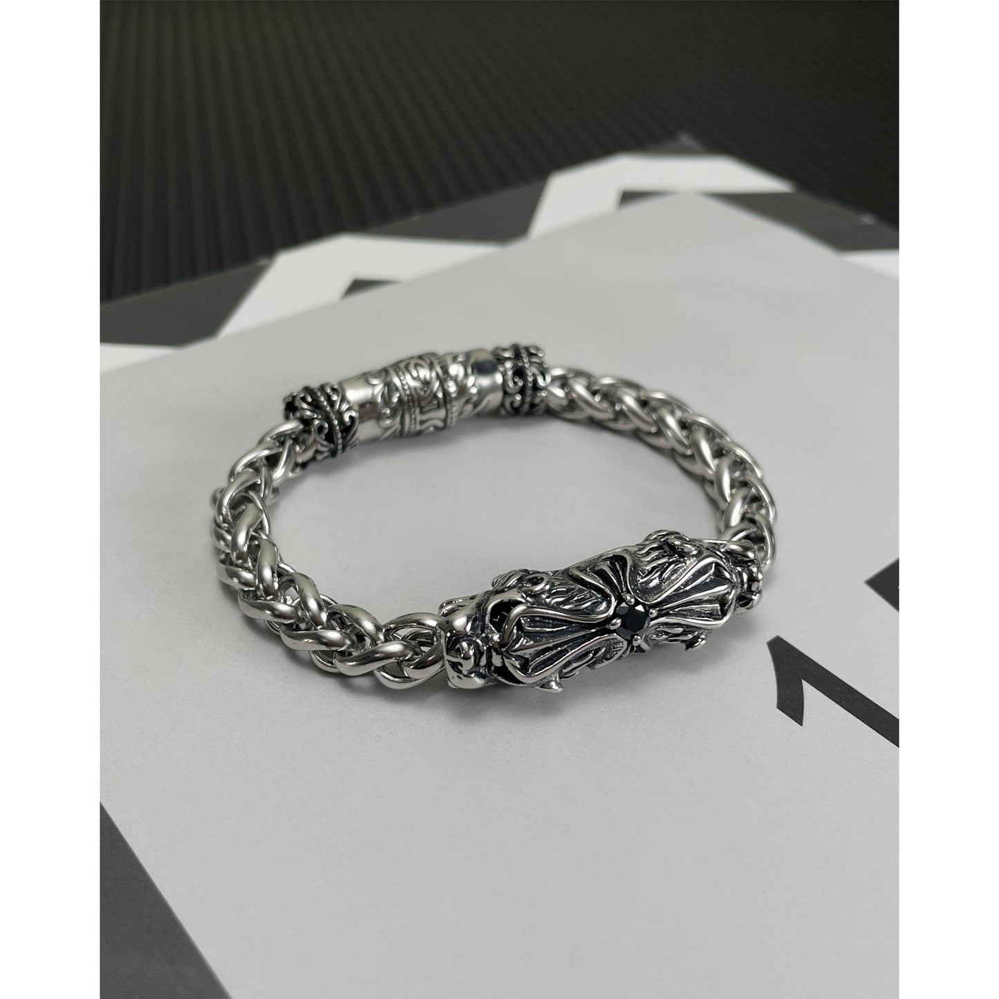 Vintage Cross for Men Titanium Steel Bracelet