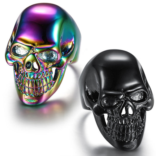 Stainless Steel Colored Large Skull Ring