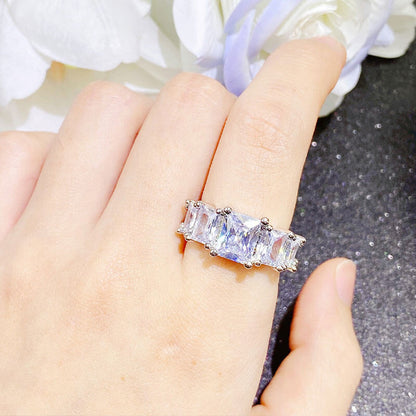 Light Luxury Bright Hearts and Arrows Ring High-end Zircon Ring