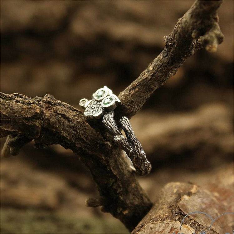 Emerald Owl On The Branch Engagement Ring