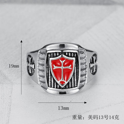 Knights Templar AG Shape Shield Cross Ring