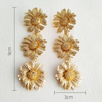 Vintage Daisy Fashion Mosaic Flower Earrings Necklace Set