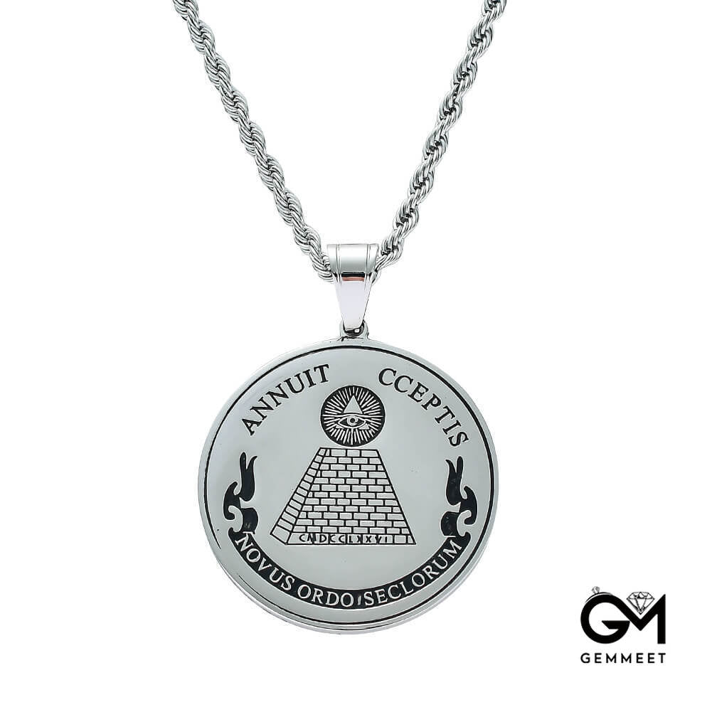 Alloy Round Pyramid Pendant Necklace