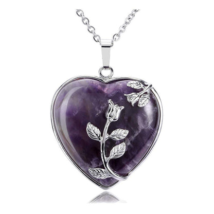 Heart Shaped Rose Gemstone Necklace