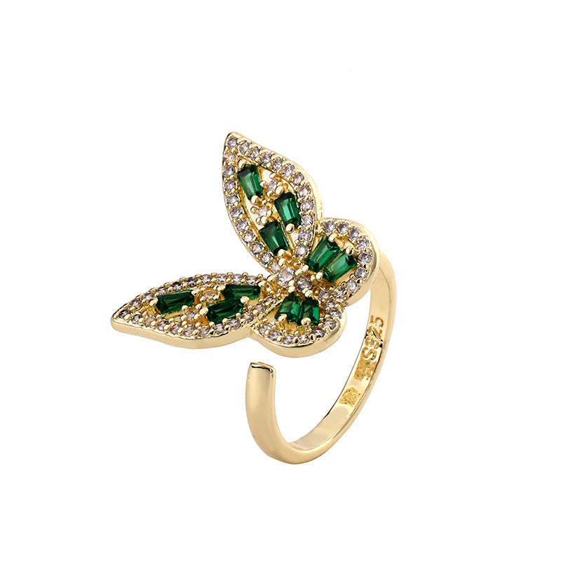 Niche Super Fairy Zircon Butterfly Ring