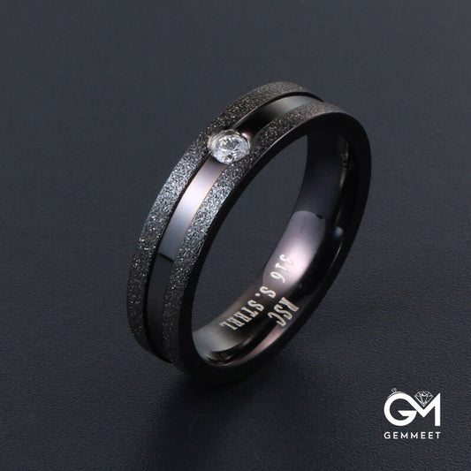 Titanium Steel Frosted Zircon Set Couple Ring