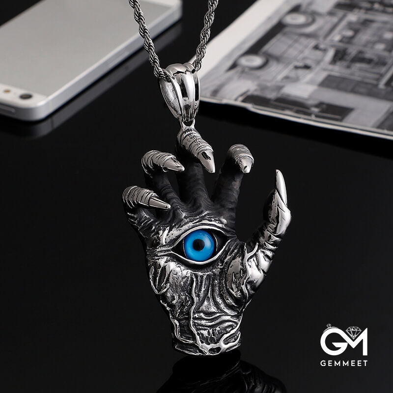 Devil's Hand Dragon Claw Blue Eye Necklace