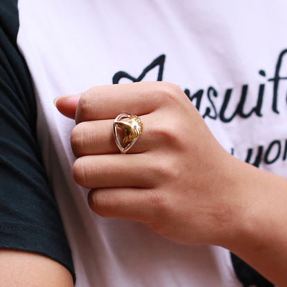 Vintage Men's Golden Eagle Head Ring