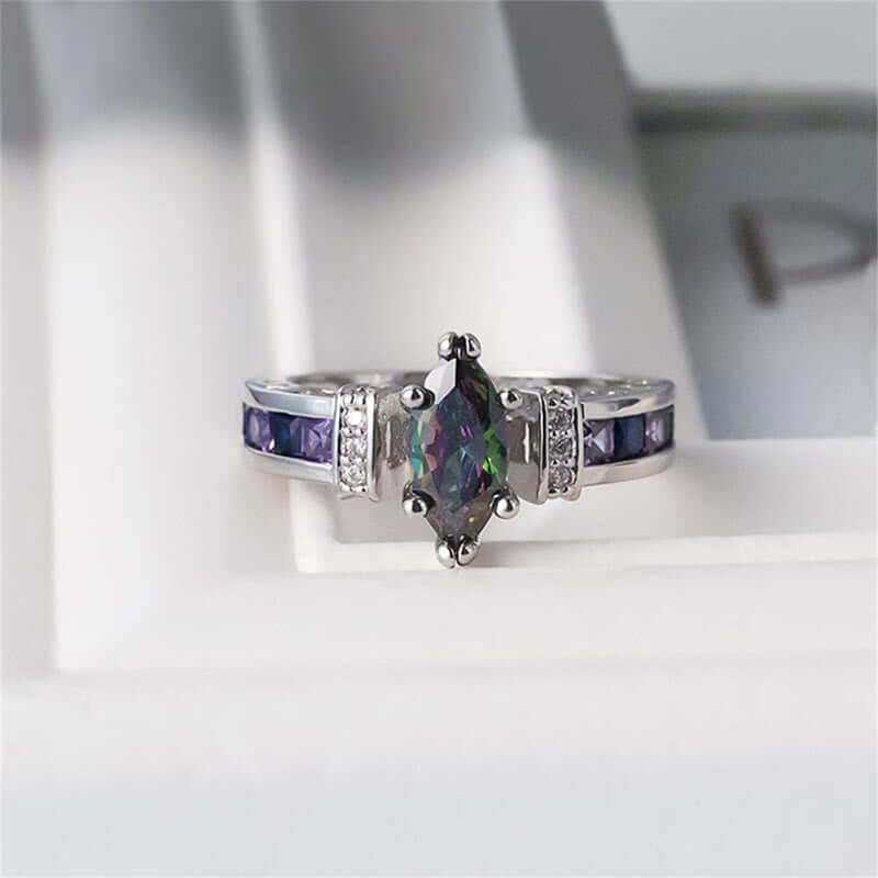 Delicate Colorful Oval Zircon Ring