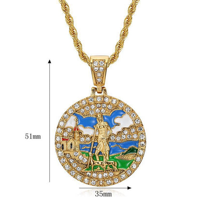 Hip Hop Stainless Steel Zircon Jesus Shepherd Pendant