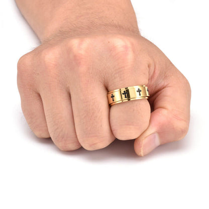 Release Stress Minimalism Cross Symbol Rotatable Ring