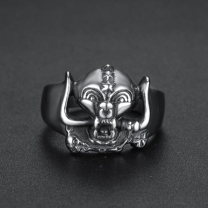 Stainless Steel Ring for Men with Little Skull